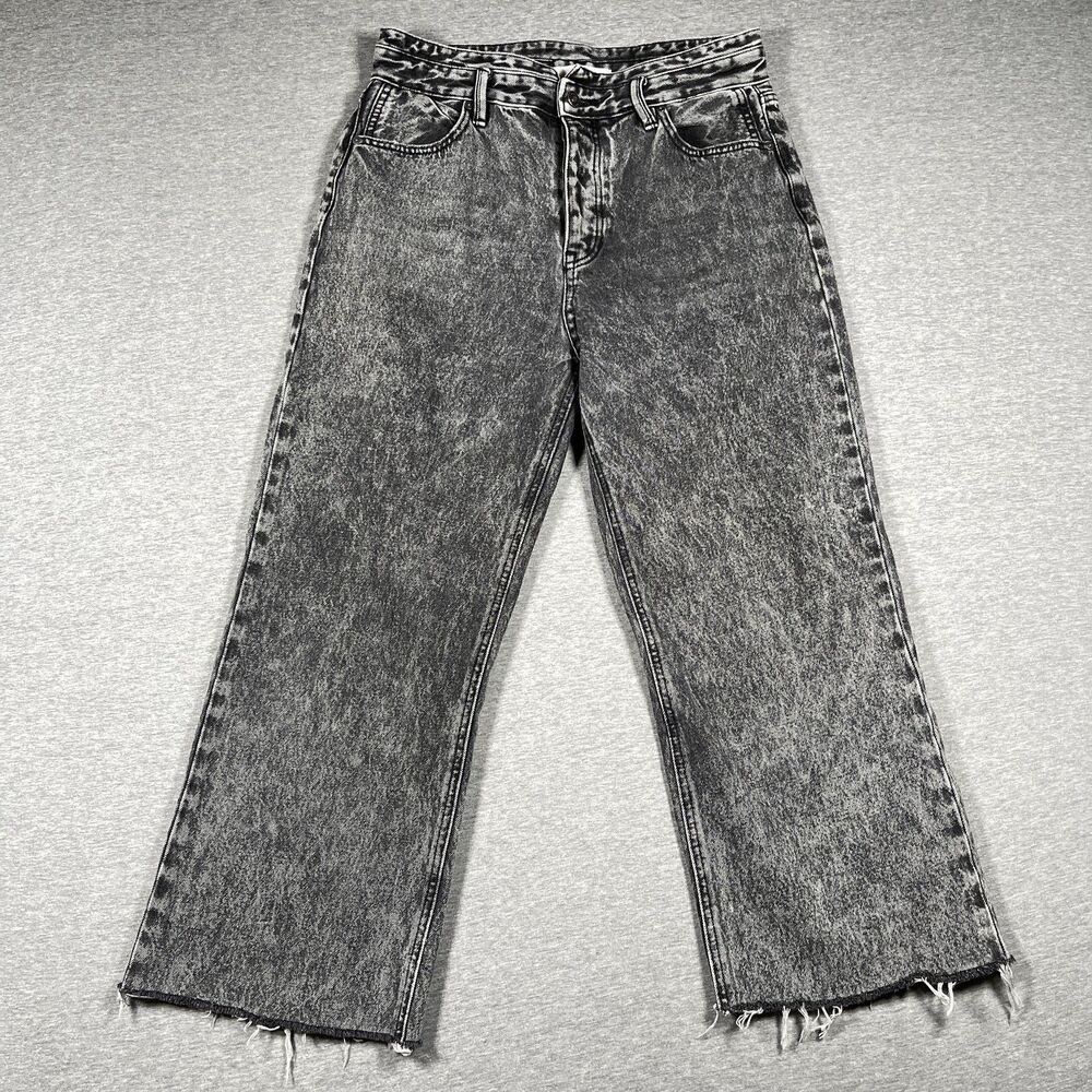 KanCan Jeans Womens 11/29 Gray High Rise Straight Relaxed Acid Wash Distressed